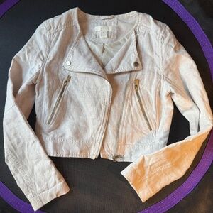 Light-beige, cropped / moto-style jacket from H&M
